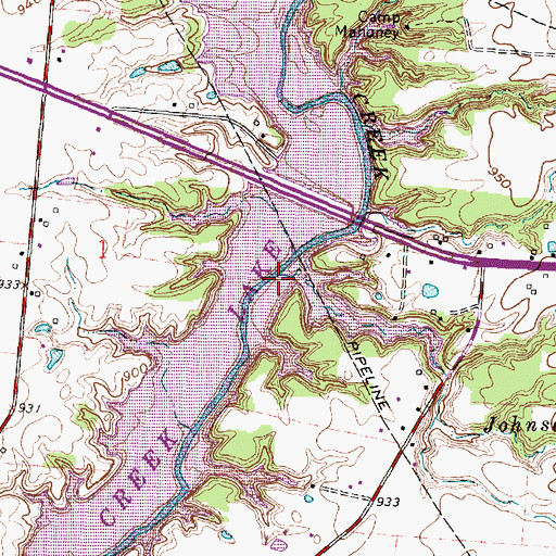 Topographic Map of Johnson Run, OH