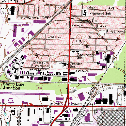 Topographic Map of Johnson School, OH