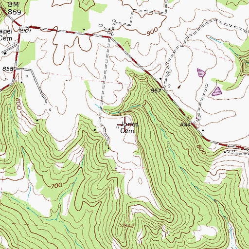 Topographic Map of Jones Cemetery, OH