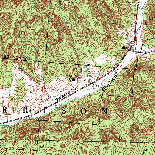 Topographic Map of Jones Cemetery, OH