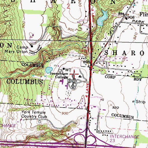 Topographic Map of Josephium College, OH