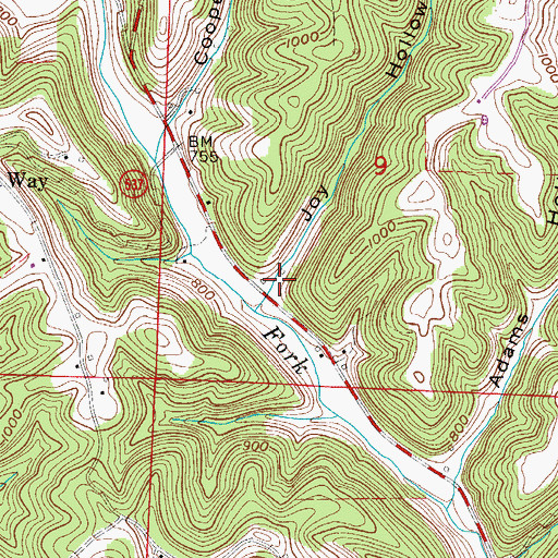 Topographic Map of Joy Hollow, OH