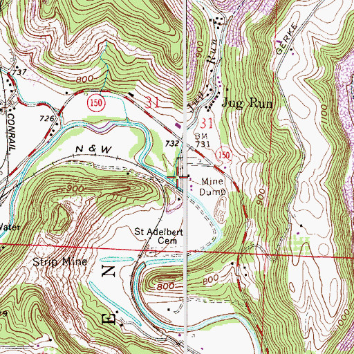 Topographic Map of Jug Run, OH
