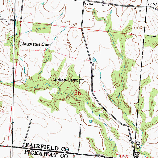 Topographic Map of Julian Cemetery, OH