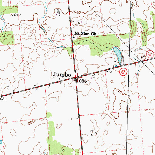 Topographic Map of Jumbo, OH