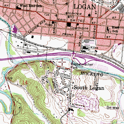 Topographic Map of Kachelmacher Park, OH