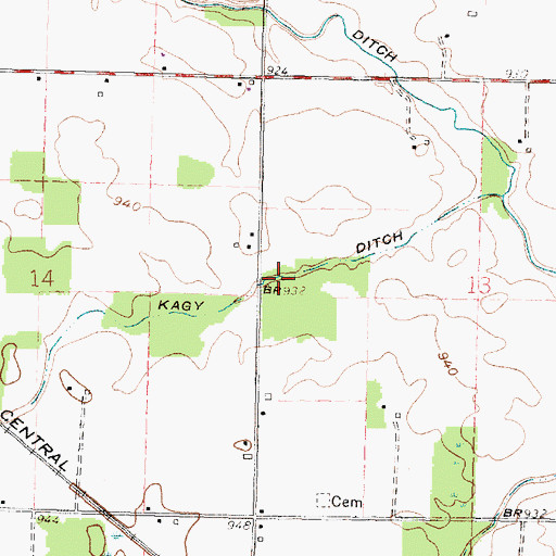 Topographic Map of Kagy Ditch, OH