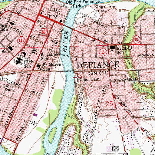 Topographic Map of Kahol Cemetery, OH