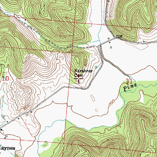 Topographic Map of Karshner Cemetery, OH