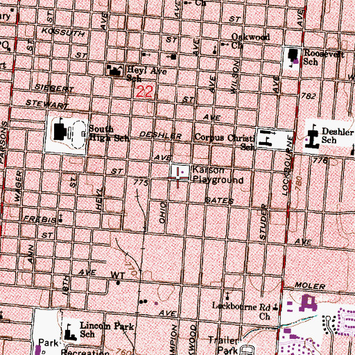 Topographic Map of Karson Playground, OH