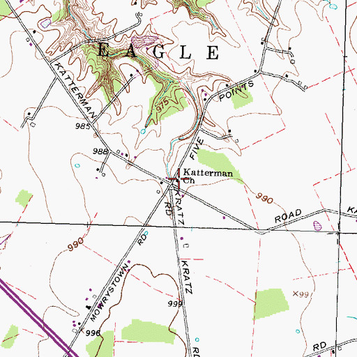 Topographic Map of Katterman Church, OH