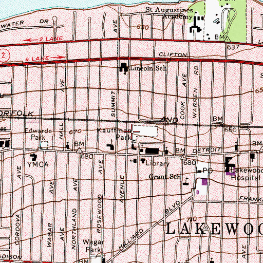 Topographic Map of Kauffman Park, OH