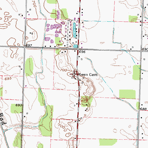 Topographic Map of Keen Cemetery, OH