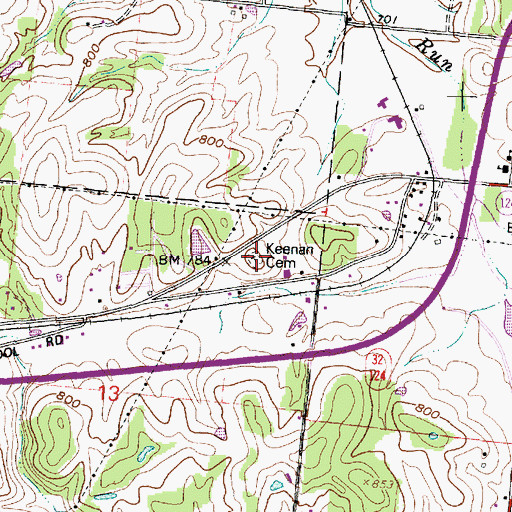 Topographic Map of Keenan Cemetery, OH