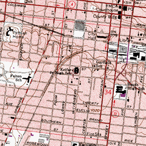 Topographic Map of Keifer Junior High School, OH