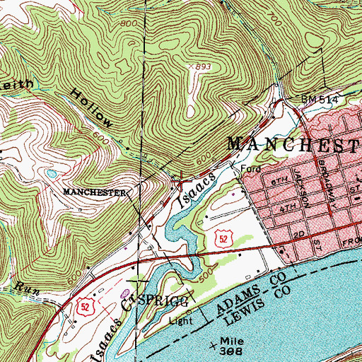 Topographic Map of Keith Hollow, OH
