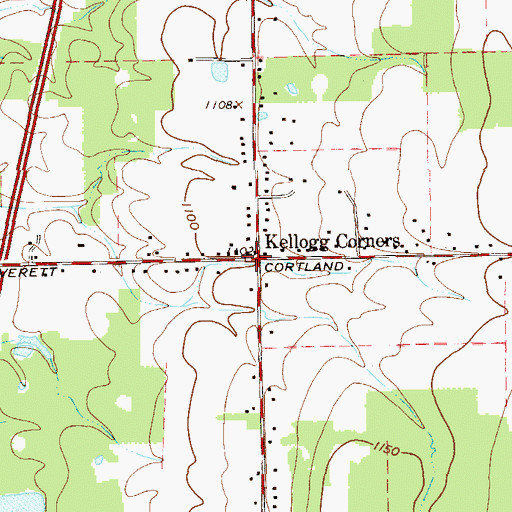 Topographic Map of Kellogg Corners, OH