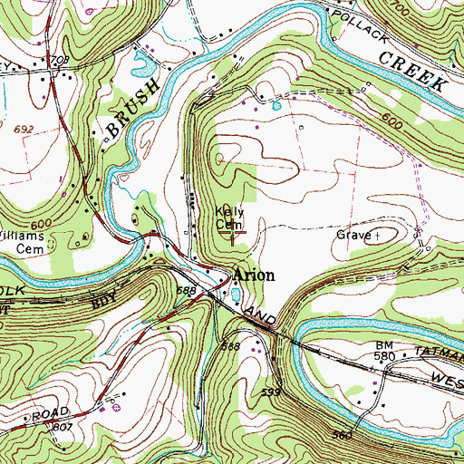 Topographic Map of Kelly Cemetery, OH