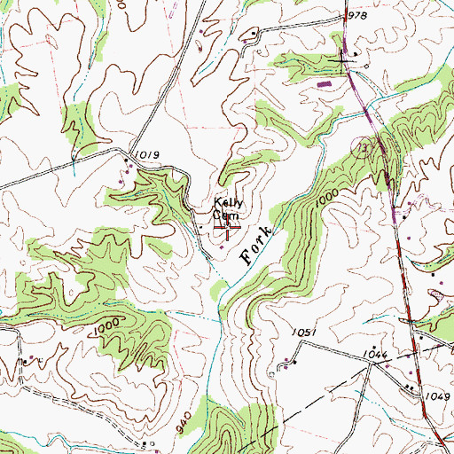 Topographic Map of Kelly Cemetery, OH