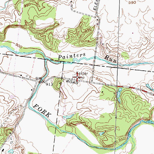 Topographic Map of Keiter Cemetery, OH