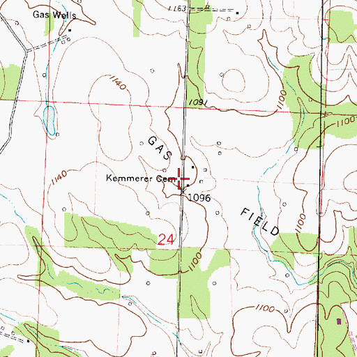 Topographic Map of Kemmerer Cemetery, OH