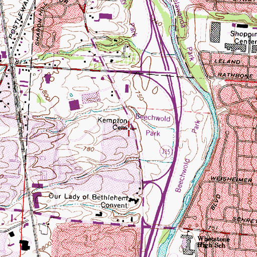 Topographic Map of Kempton Cemetery, OH