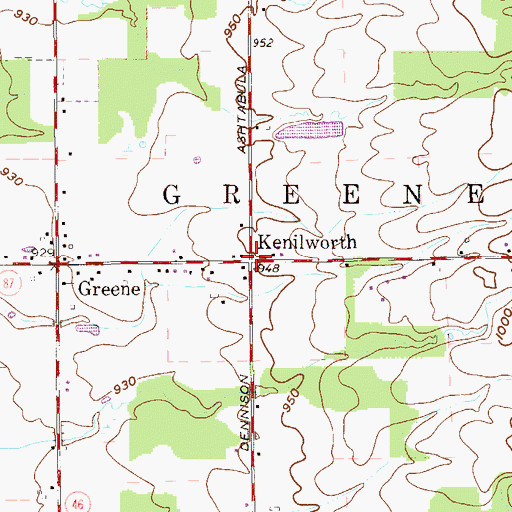 Topographic Map of Kenilworth, OH