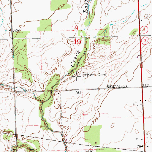 Topographic Map of Kent Cemetery, OH