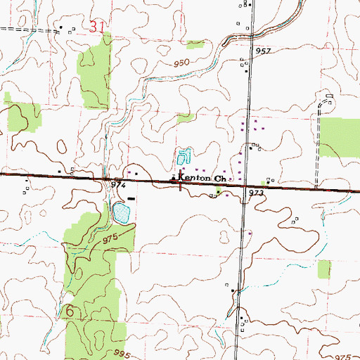 Topographic Map of Kenton Church, OH