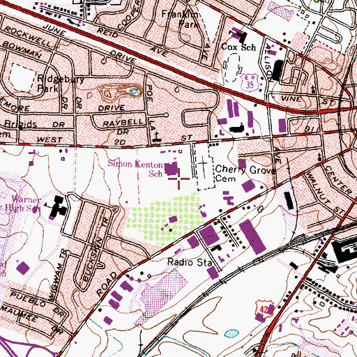 Topographic Map of Simon Kenton Elementary School, OH