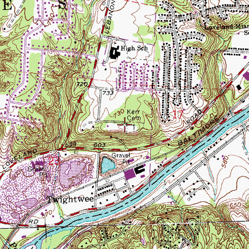 Topographic Map of Kerr Cemetery, OH
