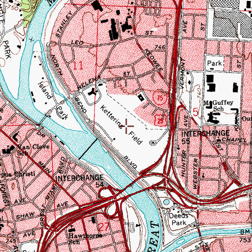 Topographic Map of Kettering Field, OH