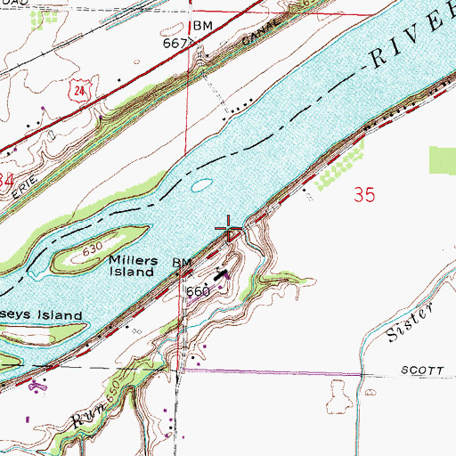 Topographic Map of Kettle Run, OH