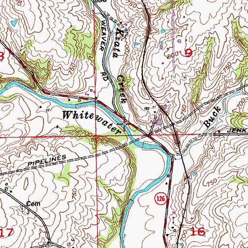 Topographic Map of Kiata Creek, OH