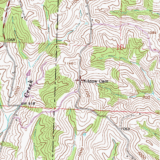 Topographic Map of Kildow Cemetery, OH
