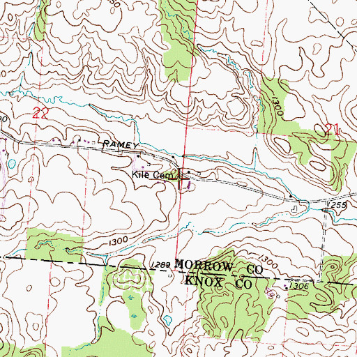 Topographic Map of Kile Cemetery, OH
