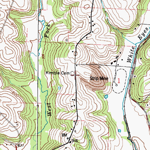 Topographic Map of Kimble Cemetery, OH