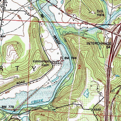 Topographic Map of Kimbolton Cemetery, OH