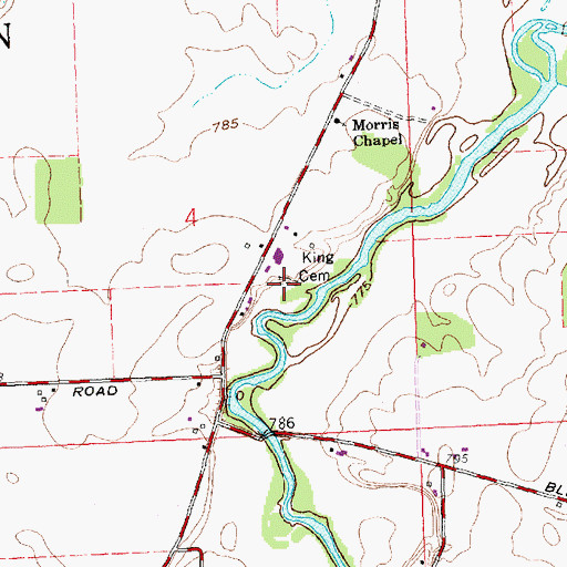 Topographic Map of King Cemetery, OH