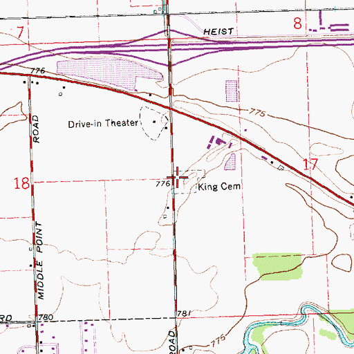 Topographic Map of King Cemetery, OH