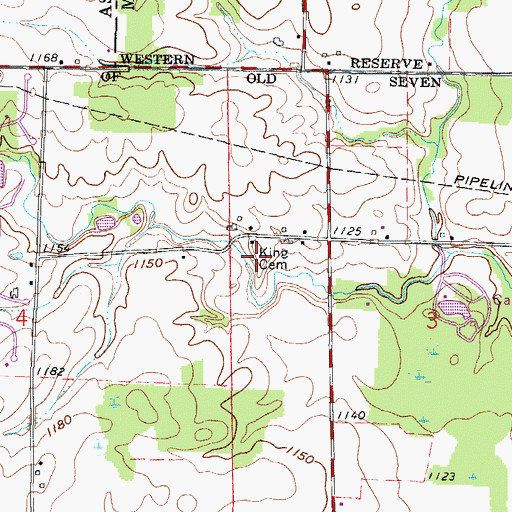 Topographic Map of King Cemetery, OH