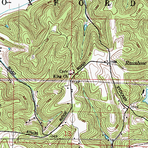 Topographic Map of King Church, OH