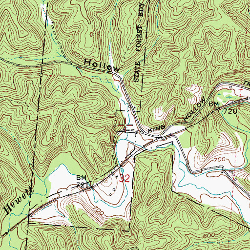 Topographic Map of King Hollow, OH