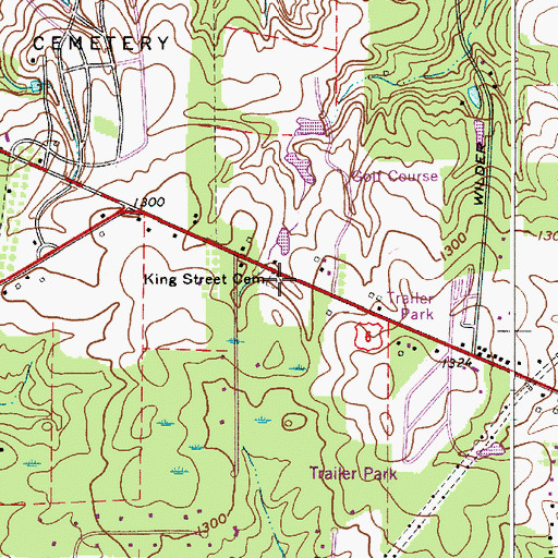 Topographic Map of King Street Cemetery, OH