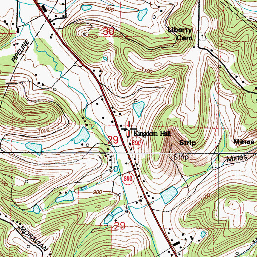 Topographic Map of Kingdom Hall, OH