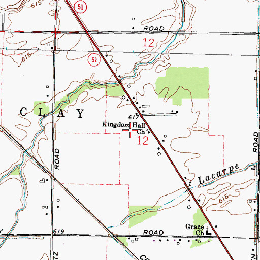 Topographic Map of Kingdom Hall Church, OH