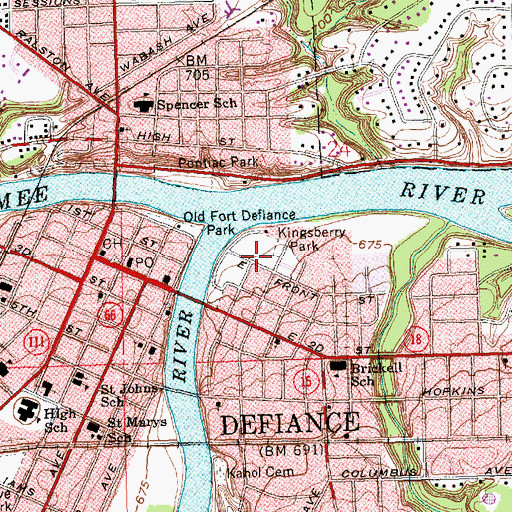 Topographic Map of Kingsberry Park, OH
