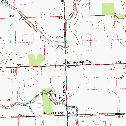 Topographic Map of Kingsley Church, OH