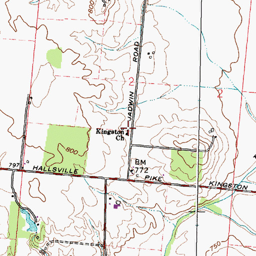 Topographic Map of Kingston Church, OH