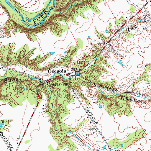 Topographic Map of Kunkers Run, OH